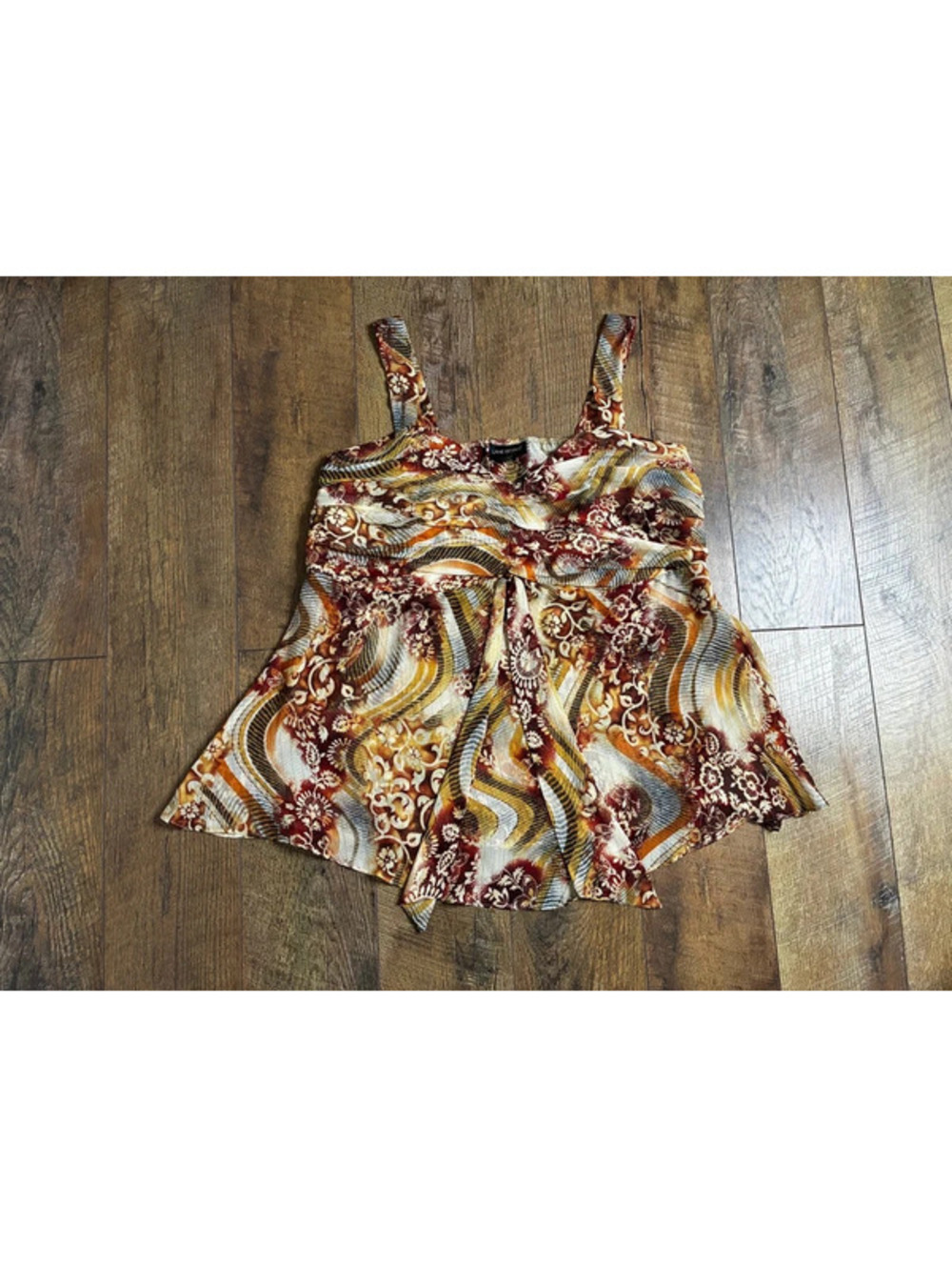Lane Bryant Whimsigoth Fairygrunge Brown Tank Top Size 14/16 Boho Y2K Floral